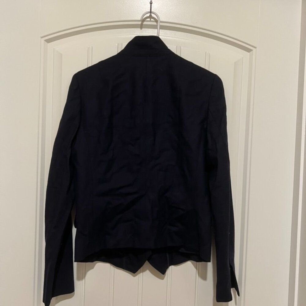 J Crew Navy Blue Lightweight Wool Blazer, Military Jacket, Stand Collar, Small - Picture 4 of 6